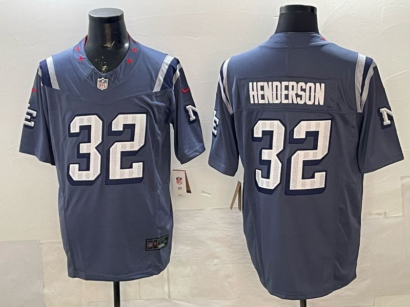 Men 2026 New England Patriots #32 Henderson Blue 5th generations Nike Limited NFL Jersey style 011